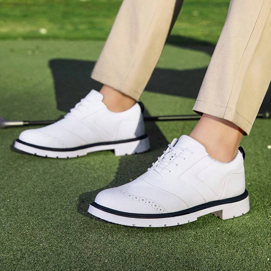 男士多功能系带休闲运动鞋，适合徒步旅行、春秋季穿着，复古英伦风格，商务休闲风 - 白色 - 查看 1