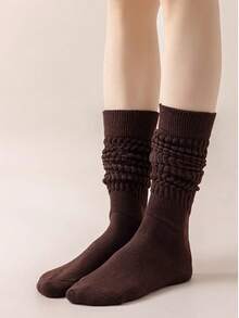 女士宽松叠穿过膝袜，1/2/3/4 双装，褶皱设计，秋冬季毛绒袜，休闲风格，适合跑步、健身、瑜伽、滑板等运动。 - 彩色 - 查看 17