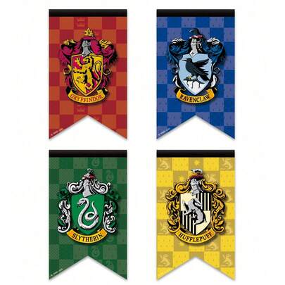 Harry Potter 1 lá cờ trang trí tường sân vườn, cờ đuôi én cổ điển sáng tạo của các nhà Gryffindor, Slytherin, Hufflepuff, Ravenclaw, trang trí tường theo chủ đề thế giới phù thủy, đồ trang trí sân vườn, trang trí tiệc lễ hội, biểu ngữ lễ hội, trang trí phòng [Được cấp phép chính thức]