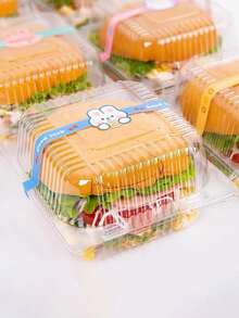 Transparent Mini Hamburger Box, Single Serving Sandwich Packaging Box With Lid, Suitable For Stall Selling - Transparent - View 3