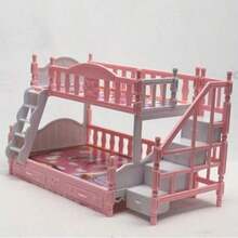 1:12 Doll House Bunk Bed (Pink Princess With Stairs) | 1:12 Scale Fits Most Doll Houses + Pink Princess Style Bunk Bed With Stairs (Functional & Decorative) + Multiple Sets Available (Diverse Options) + 6.3 Inch Dolls Perfectly Matched, Mini Scene DIY/Birthday/Holiday Gift, Suitable For Doll House Fans/DIY Players/Princess Gift Seekers, Interactive Decoration Essential - Mini Classic Bunk Bed - View 2