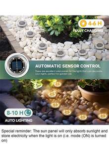 2pcs/4pcs Solar Powered LED Ground Lights - 8 LED White/Warm Light, Portable, Stainless Steel Housing, Solar Rechargeable, Ideal For Garden, Lawn, Driveway, Pathway, Deck, Solar Landscape Lighting - Multicolor - View 7