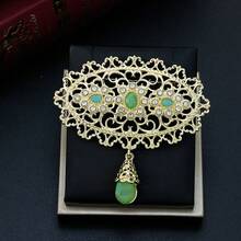 1 pezzo Spilla a fiore di colore dorato in stile moresco per donna, spilla da risvolto, spilla da caftan, gioiello per la sposa, gioielleria di nozze, cristallo arabeschi