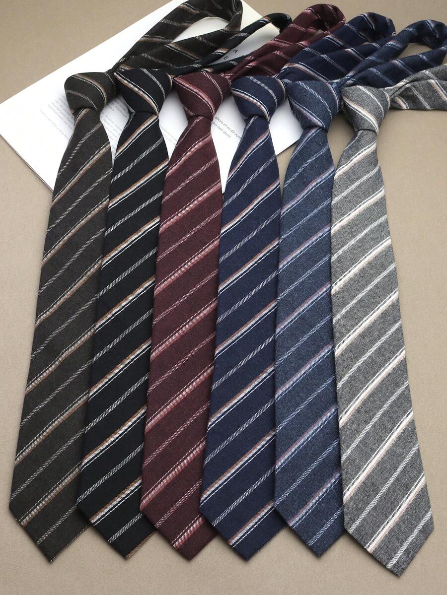 1 chiếc cà vạt kẻ sọc thủ công unisex, phù hợp cho công sở, học đường, thường ngày, dạo phố, dự tiệc. - Nhiều màu - Xem 1