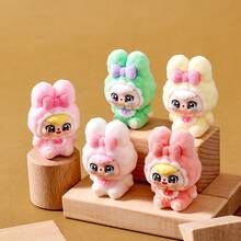 Mignon Nœud Lapin Floqué Décoration DIY Pendentif, Porte-clés, Cadeau, Ornement de Bureau