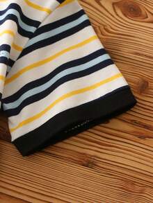 Infant/Toddler Striped Short Sleeve Cotton Casual Top, Spring/Summer - Blue and White - View 6