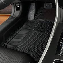 3件套全天候耐用汽车脚垫，通用型，适用于大多数轿车、SUV和卡车，可裁剪，黑色 - 黑色 - 查看 2