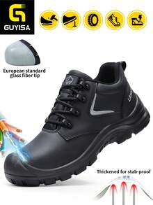 10KV Insulated Waterproof Safety Boots By Lanoudun, Thick Anti-Puncture Midsole, Suitable For All Seasons, High-Top Comfortable & Durable, Black - Black - View 2