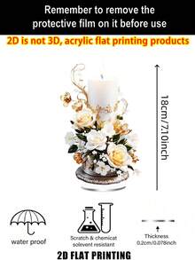 2D Plano 1 Vela Hilo dorado envuelto alrededor de la flor de lirio Accesorio de mesa -Ilustración óptica 3D (18cm/7.1 pulgadas) Adecuado para decoración del hogar - Decoración de la habitación - Decoración de accesorios de oficina - Día de San Valentín - Día de la Madre - Regalo de cumpleaños, Decoración de boda - Vuelta a la escuela - El mejor regalo para amigos y familiares