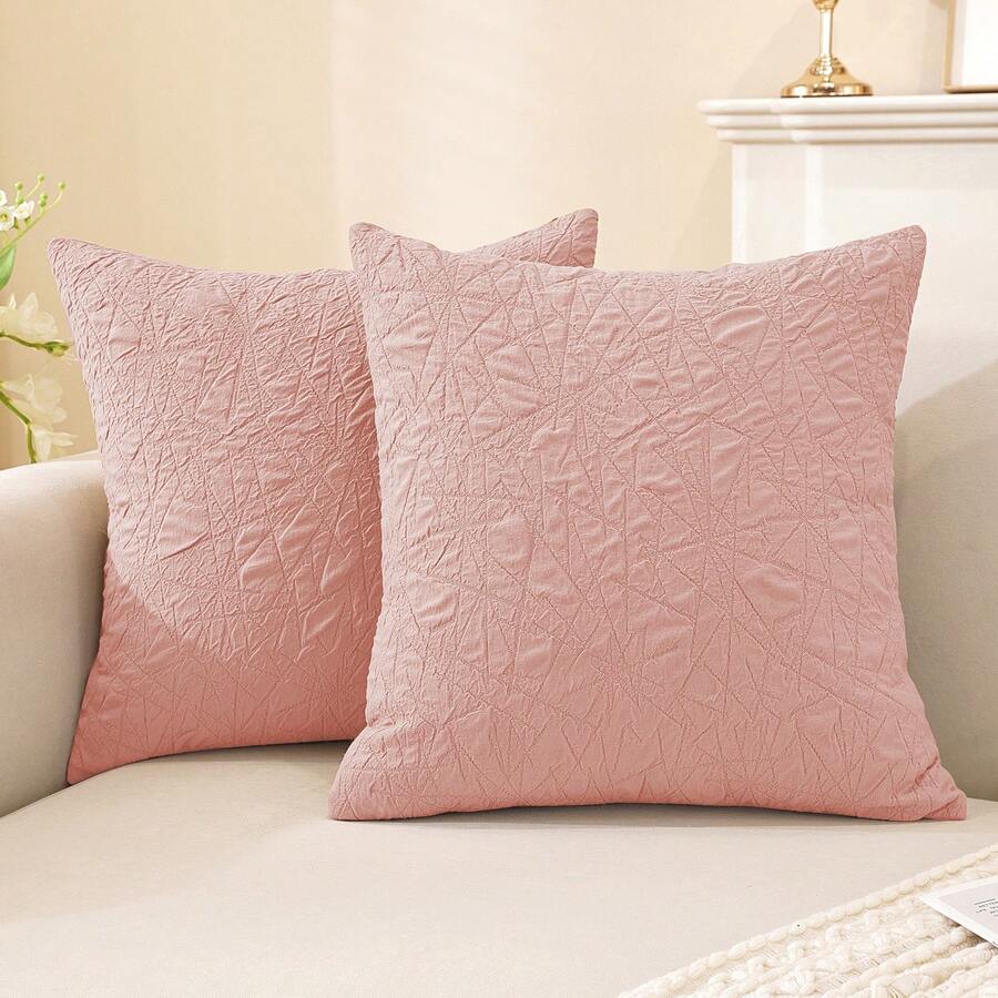 YSTYLE 2-teiliges Sofakissen-Set mit verdecktem Reißverschluss, quadratischen Kissenbezügen und modernen Sofakissenbezügen für Wohnzimmer, Schlafzimmer und Balkon. - Pink - Übersicht 1