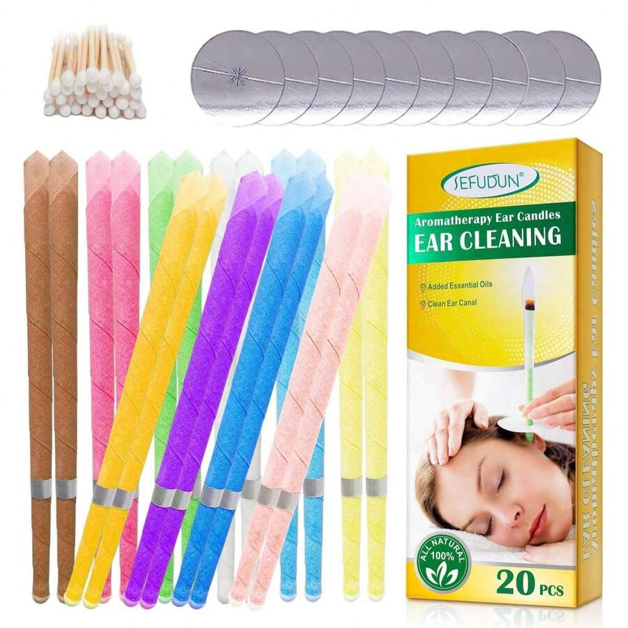 20pcs Beeswax Aromatherapy Ear Candles, Relaxation & Cleansing, Fragrant Trumpet-Shaped With Plugs, Ear Care & Body Care Tools Set