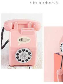 1个粉色小猪存钱罐，电话造型，可作硬币罐、家居装饰/毕业季装饰、收纳罐、摄影道具、生日派对礼物