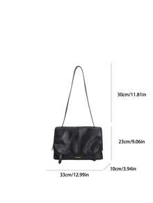 1个大容量单肩包，方形设计，简约风格女士通勤包，适合约会、购物、工作等场合。 - 黑色 - 查看 7