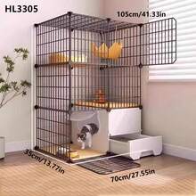 带猫砂盆的猫笼，一体式家用小型猫别墅，带厕所，宽敞自由空间