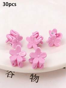 30个/套 女孩可爱纯色闪亮花朵发夹，适合日常佩戴，送朋友的礼物，发夹 - 彩色 - 查看 3