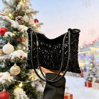 奢华亮片单肩包，时尚闪光斜挎包，闪亮手提包，适合女士派对和晚宴