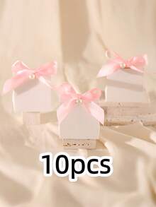 10/50pcs, Blank Packaging Paper Gift Box, Decoration Box With Ribbon And Pearl, Party Favors, Birthday Decor, Wedding Decoration, Party Supplies, Valentine's Day - Multicolor - View 19