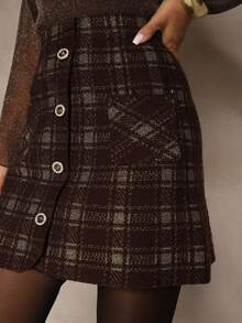 Viscose Skirt Decorated With Buttons And Metallic Thread