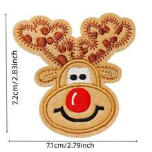 4/8pcs Christmas Reindeer Embroidered Patches, Iron-On/Sew-On Appliques, Suitable For DIY Clothing, Hats And Bags Sewing Decoration - Multicolor - View 3