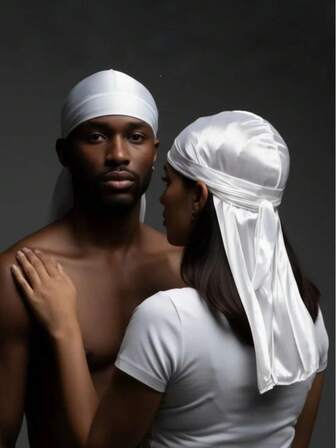 1pc Unisex Pirate Hat, Durag, White Bandana, Silk-Like Elastic Headwrap