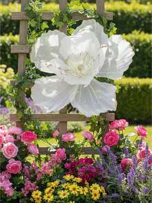 Large Artificial Peach Blossom Sparkling Realistic Floral Decoration For Wedding Party Garden Yard Decor - 白色 - 查看 1