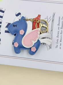 1pc Rainbow Cute Unicorn Handmade Leather Keychain - Pony Bag Charm, BFF Small Gift & Key Ring Accessory