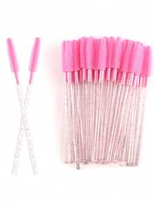 50pcs/Bag Crystal Silicone Eyelash Brush Lash Makeup Brushes Eyebrow Comb Eyelashes Extension Spoolie Microbrush Cosmetics Tool - Multicolor - View 7