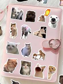 100张趣味猫咪乙烯基贴纸，创意DIY防水贴纸，适用于马克杯、冰箱、书籍、行李箱、桌子、头盔、滑板、相机、吉他、笔记本电脑等。 - TZ10096-50pc - 查看 7