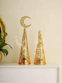 中东空心镀金金属香炉，斋月桌面香炉，阿拉伯香炉 - 彩色 - 查看 3