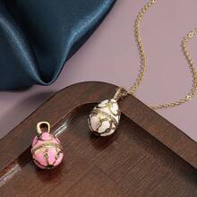 1PC Retro Religious Necklace, Russian Egg Pendant Design For Gift Exchange  Women Versatile Necklace Bridal Shower Birthday All Seasons Fashion Chic Unique Accessories - 粉色 - 查看 3