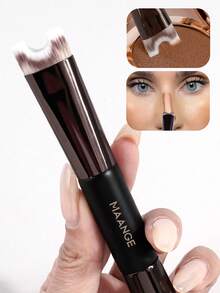 MAANGE مجموعة فرشاة مكياج مزدوجة من الألومنيوم الاحترافية 2 قطعة، يمكن استخدامها لفرشاة الأساس والكونسيلر والتدخين والأحمر والبارز والأنف والبودرة المفككة، أدوات مكياج متعددة الوظائف فائقة اللين، تستخدم ألياف ناعمة ولطيفة على البشرة، مناسبة لفرشاة المكياج للسفر أو المنزل أو الخروج، هدية للنساء والفتيات - قهوة بني - مشاهدة 7