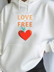 Loveisfree Print Hoodie - Long Sleeve, Knit Fabric, Relaxed Fit, Full Size, Fashionable Graphic Print, Perfect For Casual Outings And Daily Wear, Black White Red Grey Navy,Fall Hoodies,Men's Fall Clothes,Street Wear,Halloween,Mens Hoodies,Y2k Clothes,Jesus Hoodie,Thanksgiving Day,Nightmare Before Christmas,Christmas - 白色 - 查看 1