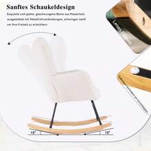 009 Mid Century Modern Rocking Chair In Teddy Fabric With Tufted Cover, Padded Seat For Living Room And Bedroom, White - White - View 2