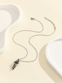 ATLVXJL 1 pieza Collar con colgante de corazón y abrazo que brilla en la oscuridad de color rosa, joya casual como regalo para mujeres y hombres, adecuado para uso diario y como regalo festivo