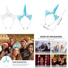Aros Cabello Diseño de Unicornio 2 Piezas Blanco y Azul Tocado para Fiesta Infantil Diadema Decorativa CosplayConveniente y duradero,Los favoritos de los niños - Multicolor - Ver 1
