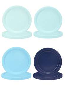 10 piezas/40 piezas/80 piezas Platos de papel azul degradado de 7 pulgadas y 9 pulgadas, platos desechables redondos para postre, platos para cena, platos de fiesta azul polvoriento para fiesta de océano, decoración de mesa de invierno, cumpleaños, boda, baby shower, vajilla de fiesta, suministros de picnic, uso diario familiar - Multicolor - Ver 1