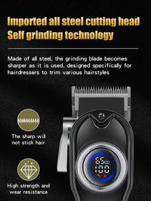 HIENA 男士专业电动理发器，USB锂电池充电，LED智能显示屏，无线多功能，发带可调节梳子，金色或蓝色可选，适合沙龙、家庭或送礼。 - 彩色 - 查看 8