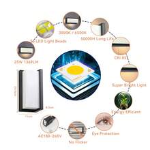 CANMEIJIA 1个长方形壁灯，室内/室外LED壁灯，防水户外壁灯，现代设计，硬线安装，无需电池，6500K冷白光/3000K暖白光，AC85-265V，适用于客厅、卧室、厨房、室内/室外、阳台、露台、车库、走廊、楼梯、入口等场所。 - LED壁燈 - 查看 5