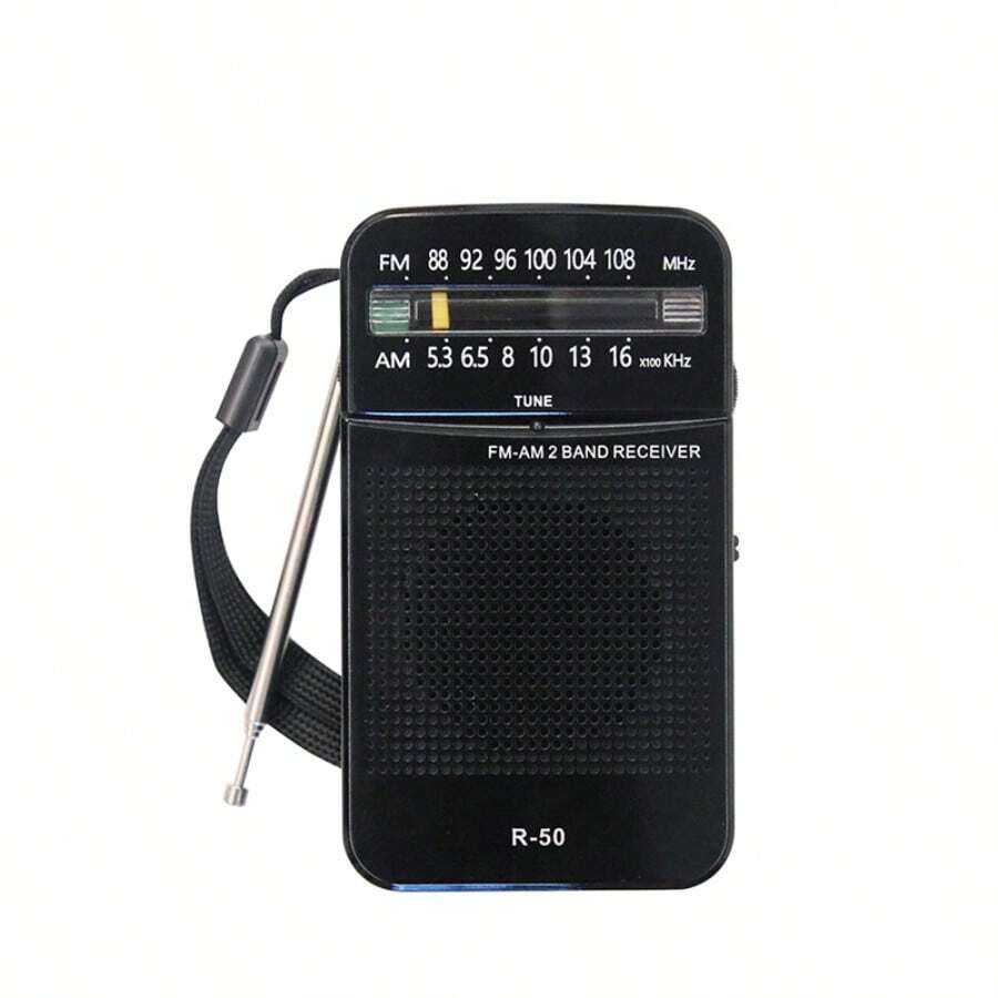 ARISE - Mini radio FM/AM portatile R-50 con audio nitido, mini altoparlante, radio tascabile per viaggi, campeggio, casa e attività all'aperto - Disponibile in bianco e nero - nero - Visualizzare 1