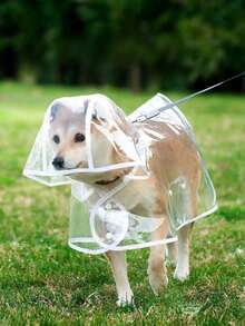 1pc Pet Raincoat, Waterproof And Windproof Pet Clothing For Dogs, Transparent Pet Dog Raincoat, Small Waterproof And Windproof Pet Clothing, Large Dog Raincoat - Pink - View 1