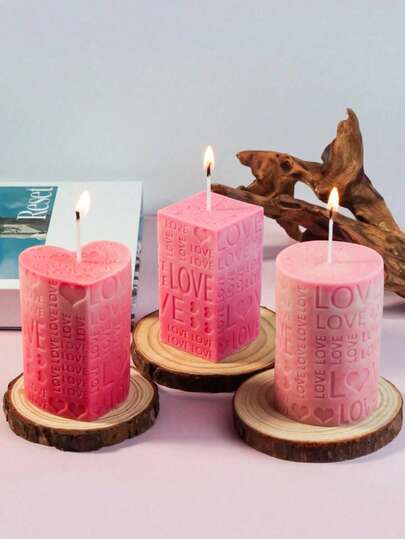 Love Confession Cylinder Silicone Candle Mold, Letter Square Soap Resin Plaster Mold, Suitable For Home Decor, Valentine's Day Dinner, Party, Wedding, Gift