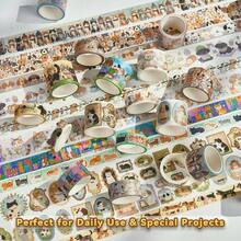 Vintage Washi Tape Set 24 Rolls, Decorative Colored Masking Tape 5mmu201375mm, Junk Journal Supplies, Scrapbook, Crafts U2013Butterfly Flower Washi Tapes Bulk - Cat & Dog - View 2