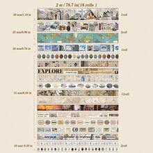 18 Rolls Washi Tape Set Crafts And Journaling Vintage Floral Tape Scrapbooking Supplies Washi Tape Journaling Decorative Tape Crafts - 旅行回憶 - 查看 3