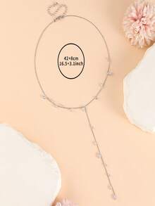 1pc Women's Elegant Y-Shaped Welded Leaf Zirconia Necklace, Luxury Casual Wear For Daily, Party, Gathering - White - View 5