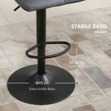 Set Of Two Bar Stools, Padded Bar Chair, With Metal Frame, Backrest, Velvet Look, Height Adjustable, 360° Swivel - Grey - View 3