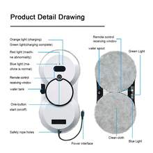 PuRuiKai 自动机器人擦窗器，智能家居玻璃窗清洁设备，电动擦窗机器人 - 美規A型插(110-127V) - 查看 12
