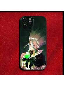 Funda de teléfono Senku Ishigami DR S-Stone compatible con 16,15,14,13,12,11,Pro,XS,Max,XR,Plus,E,Mini, cubierta negra a prueba de golpes, funda compatible con funda  17 pro max, funda  17 pro, funda  17, funda  16, funda  16 pro max, funda  15. - Z4 - Ver 2