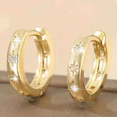 1 par de pendientes de circonita cúbica, de moda para adolescentes, adecuados para uso diario de niñas, joyería de fiesta o regalo de cumpleaños