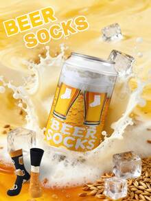 1 Paio Di Calzini Multicolore Fino Alla Caviglia, Confezione Regalo Unisex Per Coppie, Calzini Novità Morbidi A Tema Birra, Design Creativo Ispirato Al Cibo, Comodi E Versatili, Adatti Per Compleanni, San Valentino, Pasqua, Ramadan, Appuntamenti, Riunioni Familiari, Feste, Vacanze, Indossabili Casual Unici E Di Moda