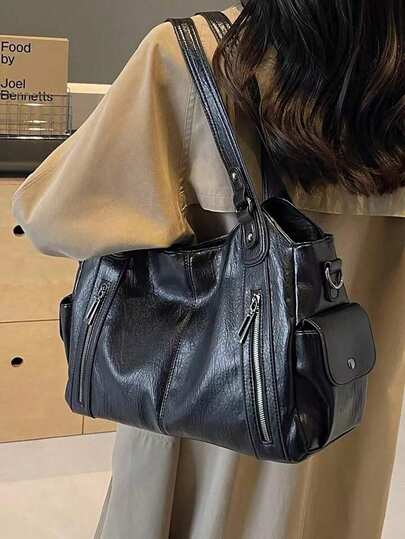 Lightweight Business Casual Shoulder Bag, Decorated With Rivets, Suitable For Office Workers, Teachers, Teenagers And Students. Ideal For Office, Work, Business And Commuting. Fashionable Large Capacity Women's Work Bag, New Stylish Large Bag, New Women's Handbag.